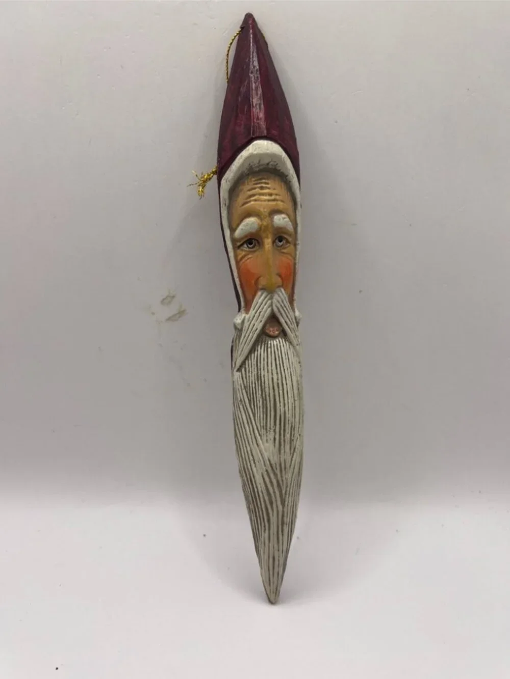 Folk Art Icicle Santa Ornament 9 Inches Christmas Tree Holidays Red White